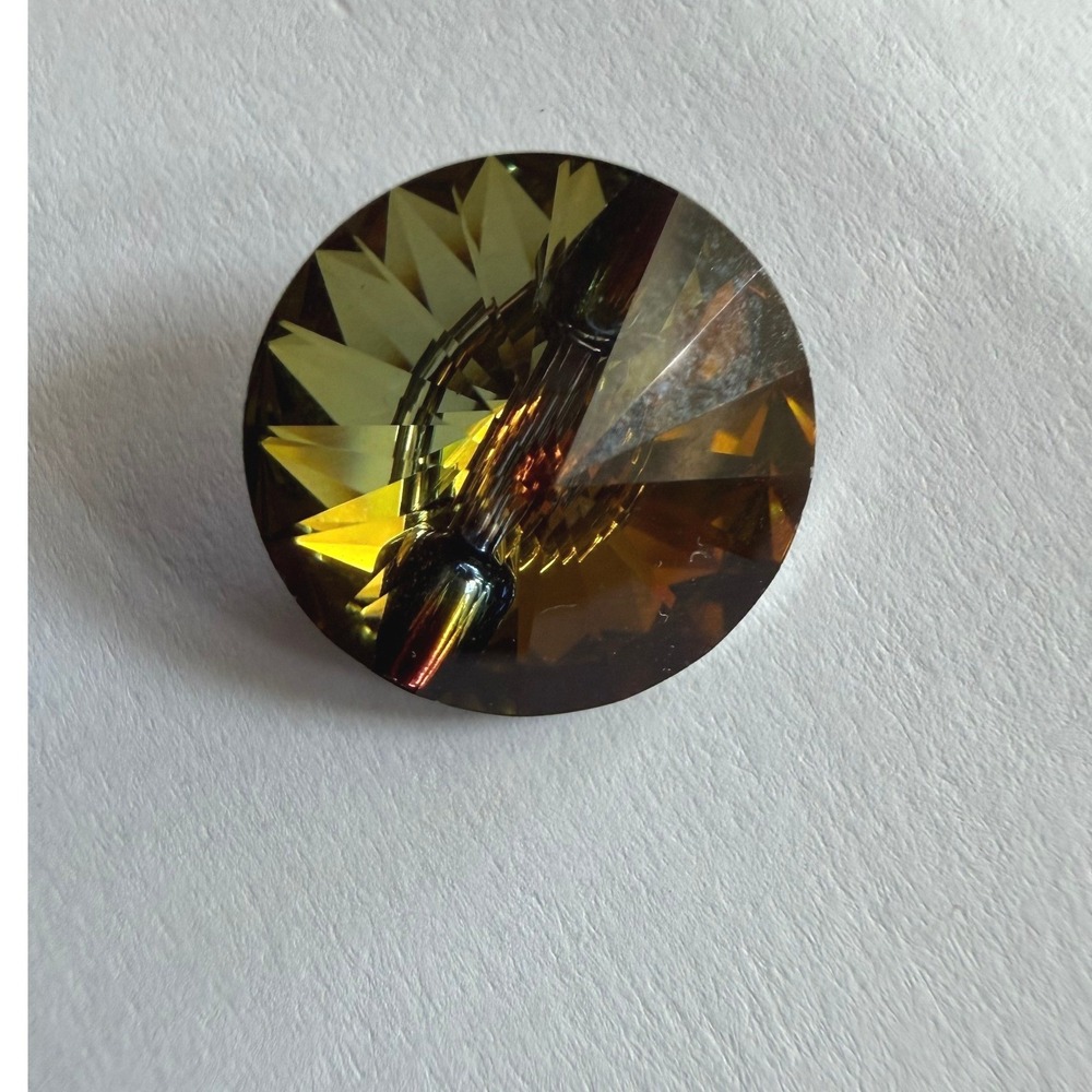 Austrian Faceted Crystal Button  Brown Iridescent Crafting Sewing